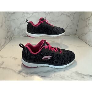 Skechers Flex Appeal 3.0 Lite Weight Black Pink Sneakers Shoes Womens Size 6